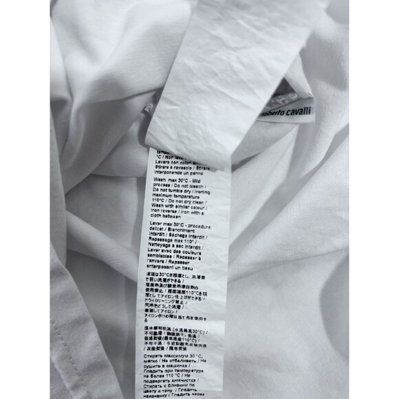 Roberto Cavalli Womens Logo Print White SS T Shirt Size M made In Italy - Picture 11 of 12